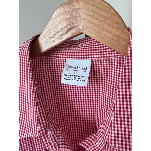 Gingham Red Long Sleeve Button Down Blouse Womens Westbound - Picture 3 of 3